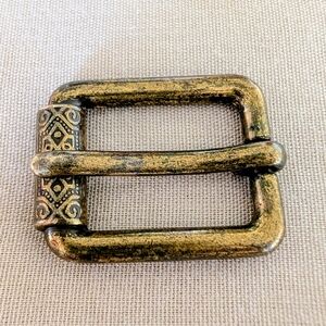 Antique Brass Roller Belt Buckle 3/4” Strap Ornate Engraved Vintage Leathercraft